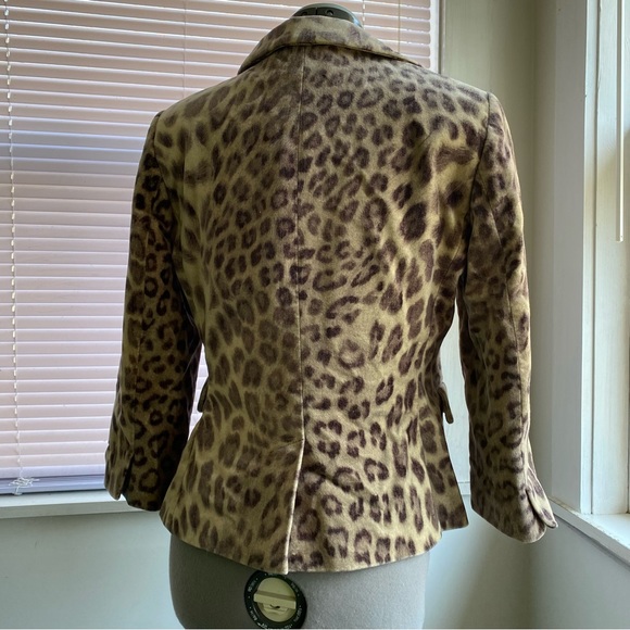 TALBOTS Women’s Cheetah Print Brown Cream Blazer Lined Animal Print Size S - Picture 3 of 9